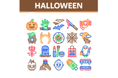 Halloween Celebration Collection Icons Set Vector