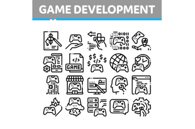 Video Game Development Collection Icons Set Vector