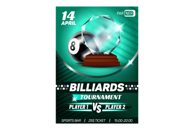 Billiard Snooker Sport Winner Reward Poster Vector