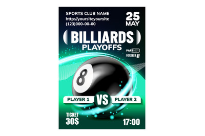 Billiard Leisure Active Sport Game Banner Vector