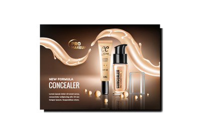 Concealer Makeup Cream Promotional Banner Vector