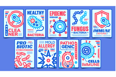 Pathogen Creative Advertising Posters Set Vector