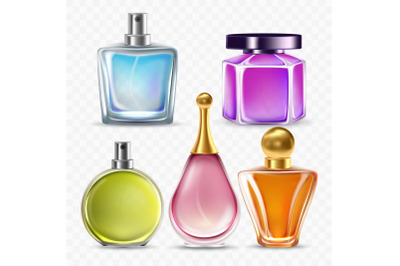 Perfume Glass Bottles Sprayer Collection Vector