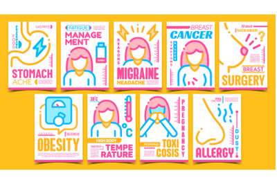 Health Treatment Advertising Posters Set Vector