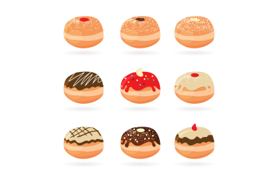 Vector Hanukkah Donuts Set