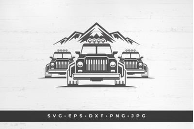 Off road car illustration / Mountains expedition