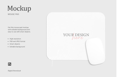 7.7&quot;x9.25&quot; Mousepad Mockup, Sublimation Mousepad Mockup