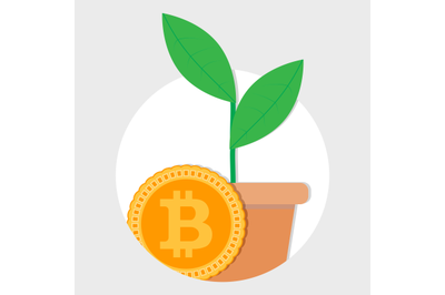 Growth crypto coin vector flat icon