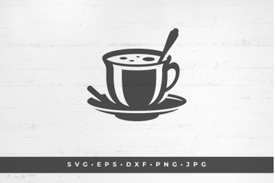 Coffee or tea cup and spoon silhouette