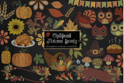 Chalkboard Autumn Bounty Clipart