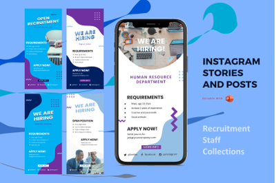 Recruitment staff instagram stories and posts powerpoint template