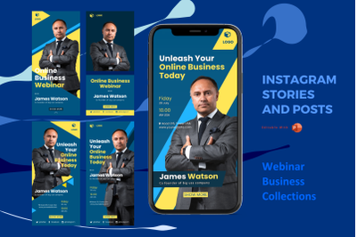 Webinar business instagram stories and posts powerpoint template