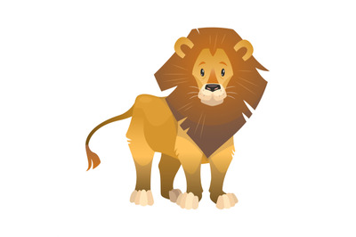 Lion. Cartoon wild animal. Nature african character. Safari cat isolat