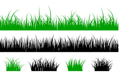 Grass silhouette. Lawn shape meadow landscape collection. Elements for