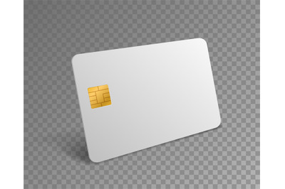 Blank credit card. White realistic atm card for shopping payments with