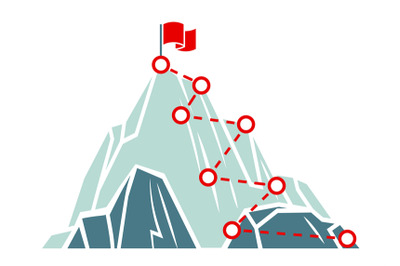 Mountain climb path. Business success concept. Climbing route to peak.