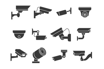 Cctv icons. Security camera, guard equipment video surveillance, priva