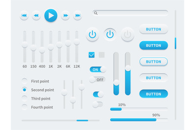 White ui. User interface elements for mobile app, websites, social med