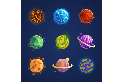 Fantasy planets. Colorful different planets space universe, astronomy