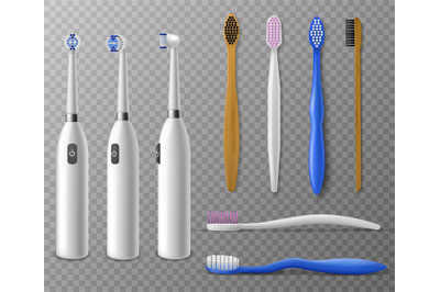 Toothbrushes mockup. Realistic toothbrush in different angles&2C; promo i