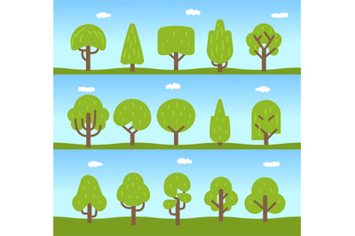 Set of trees. Tree icons collection in a modern flat style. For design