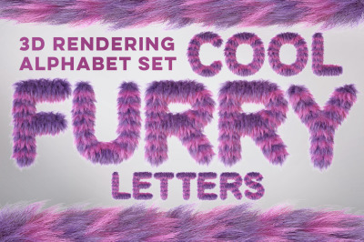 3D Cartoon Violet Furry Letters Pack