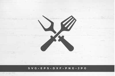 Crossed fork and spatula grill silhouette