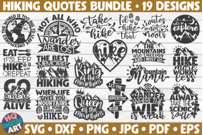 Hiking Quotes SVG Bundle | 19 designs