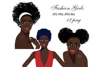 African american fashion girl clipart