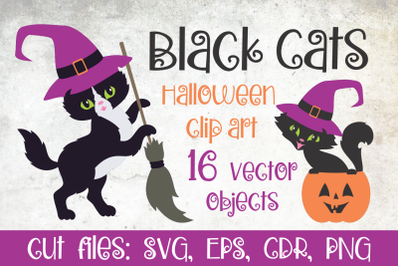 Black cats. Halloween clip art