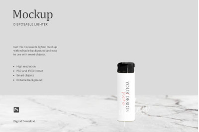 Disposable Lighter Mockup, Sublimation Disposable Lighter Mockup Template