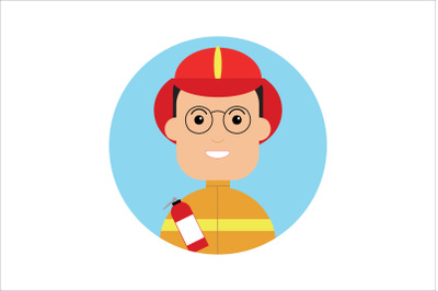 Icon Character Firefighters Blue Male