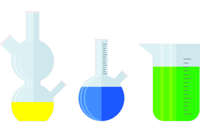 Laboratory glass with chemical colored substance