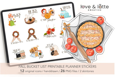 Fall stickers fall clipart printable stickers planner printable sticke