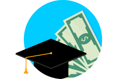 Scholarship or study grant icon flat