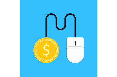 Pay per click. Mouse and gold coin