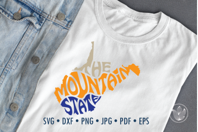 The mountain State West Virginia Svg Dxf Eps Png Jpg&2C; Cut file