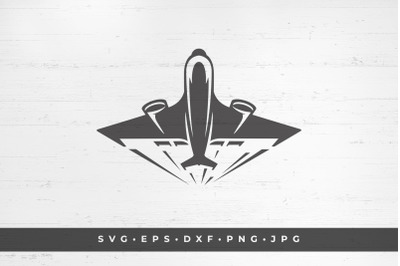Flying airplane silhouette vector illustration
