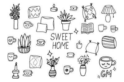 sweet home cozy hygge doodle set
