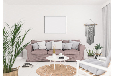 Interior scene artwork background frame mockup