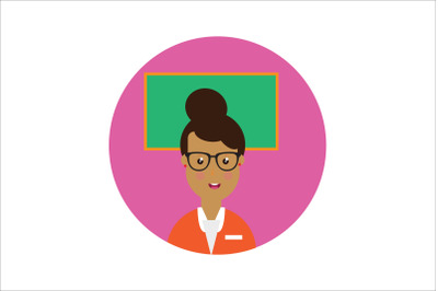 Icon Character Teacher Purple Background Female