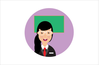 Icon Character Teacher with Red Tie Female