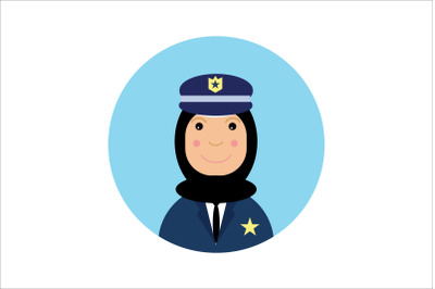 Icon Character Police Hijab Women Blue