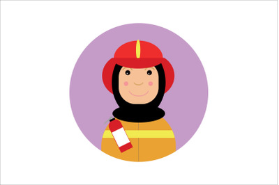 Icon Character Firefighters Hijab Women