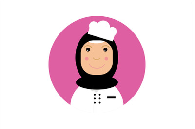 Icon Character Chef Hijab Women Pink