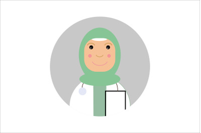 Icon Character Doctor Hijab Green Women