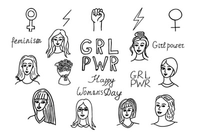 girls power doodle set