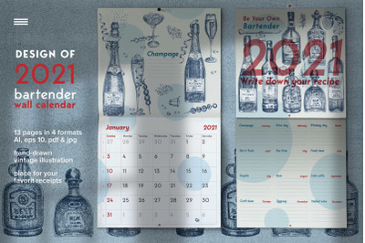 Bartender Wall calendar. 2021