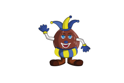 Coconut Fruit Clown Cartoon Character