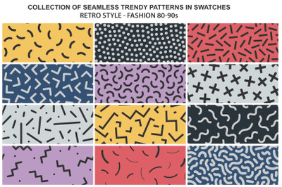 Colorful seamless retro 90s patterns